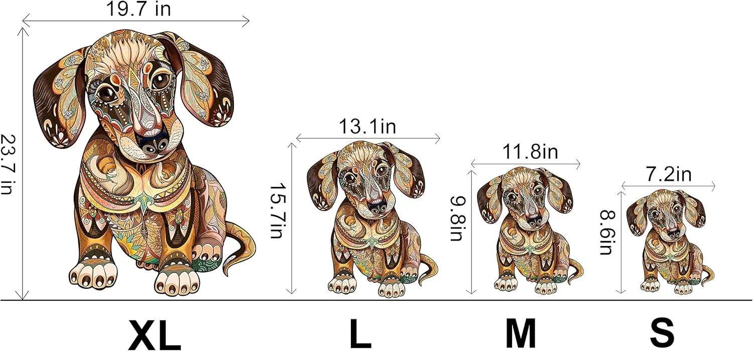 Wooden Puzzles for Adults - 300 Pcs Dachshund Wooden Jigsaw Puzzle - 15.7 scat discrete classify stature * 13.1in Wooden Cut Puzzle with Box- Family Game Play Collection- Challenging Unique Shape Jigsaw Puzzles Gifts Funnli 