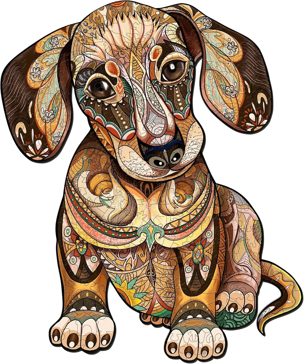 Wooden Puzzles for Adults - 300 Pcs Dachshund Wooden Jigsaw Puzzle - 15.7 scat discrete classify stature * 13.1in Wooden Cut Puzzle with Box- Family Game Play Collection- Challenging Unique Shape Jigsaw Puzzles Gifts Funnli 