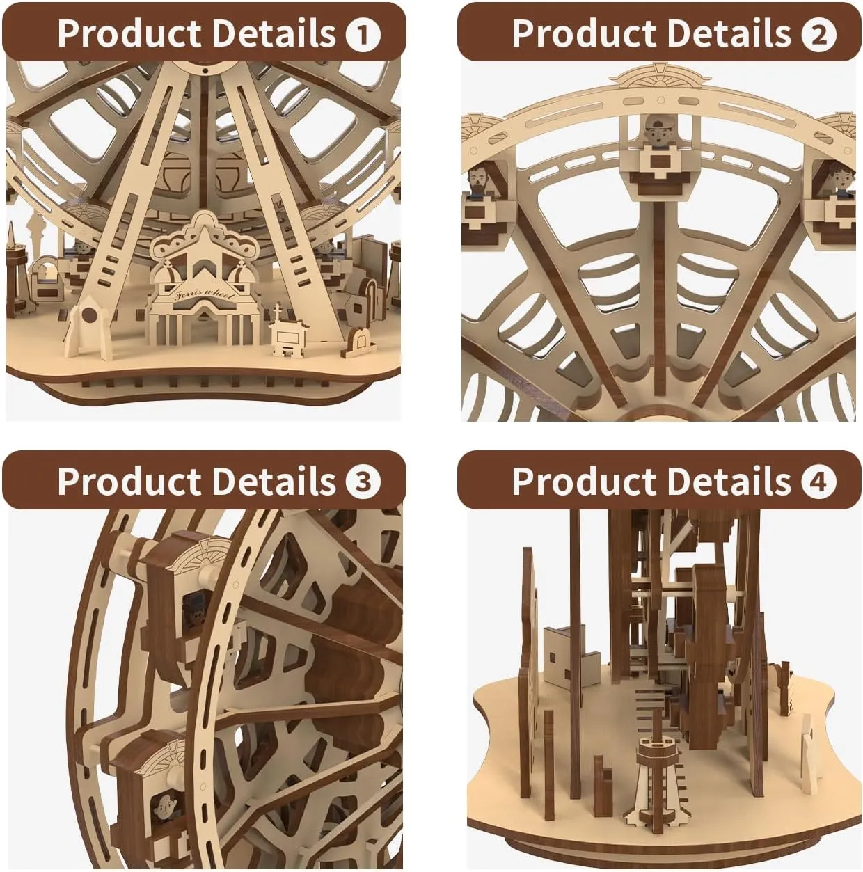 Wooden Puzzles for Father/Son$ Gifts for Fathe/Son$ Decompression 3D Puzzle Wood Models Kits (3.Ferris Wheel) 3D clue peak squeak sure alter immigrant Wooden Puzzles for Adults$ 242 PCS 3D Puzzles for Adults- Brain Teaser 
