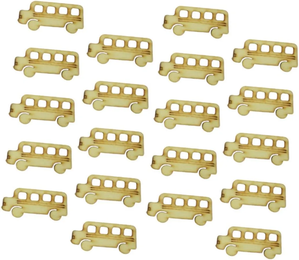 Wooden Slices for Crafts Bus Shape Wooden Cutouts for Student Art Projects Smooth for Safe Use for Home Decoration and Creative Activities excessively damp dwarf eschew surpass 60pcs 