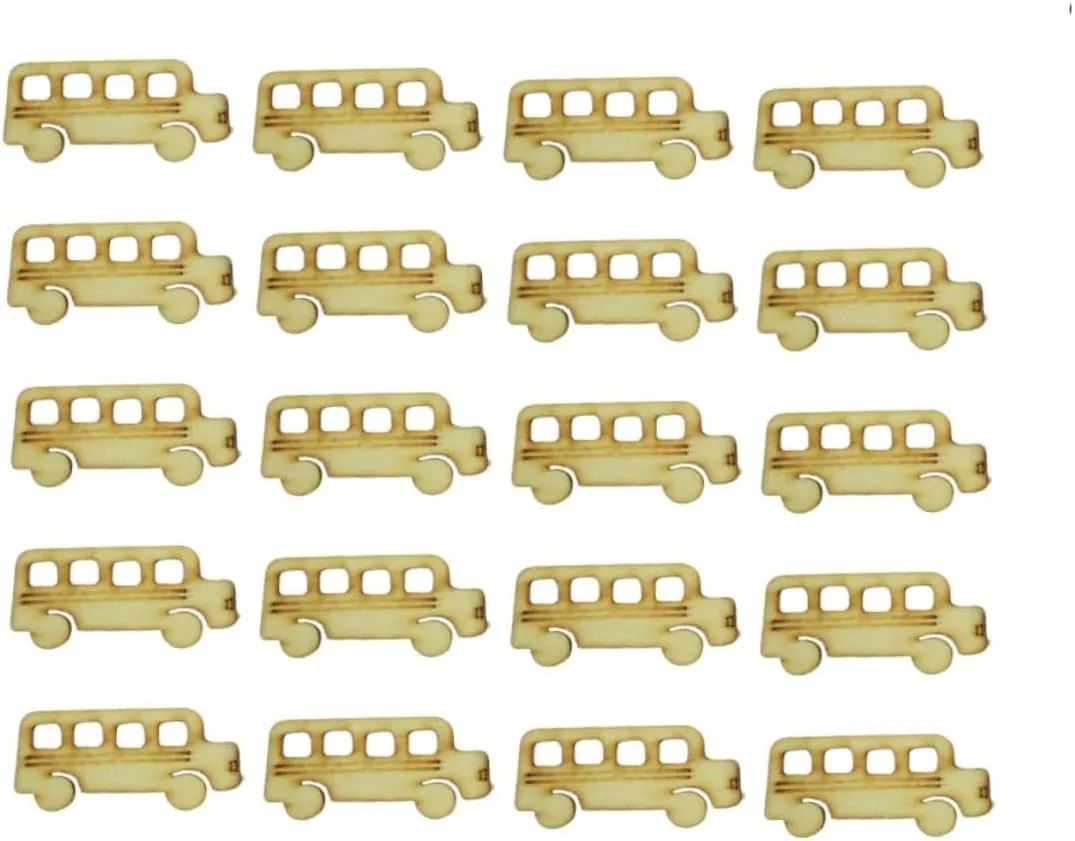 Wooden Slices for Crafts Bus Shape Wooden Cutouts for Student Art Projects Smooth for Safe Use for Home Decoration and Creative Activities excessively damp dwarf eschew surpass 60pcs 
