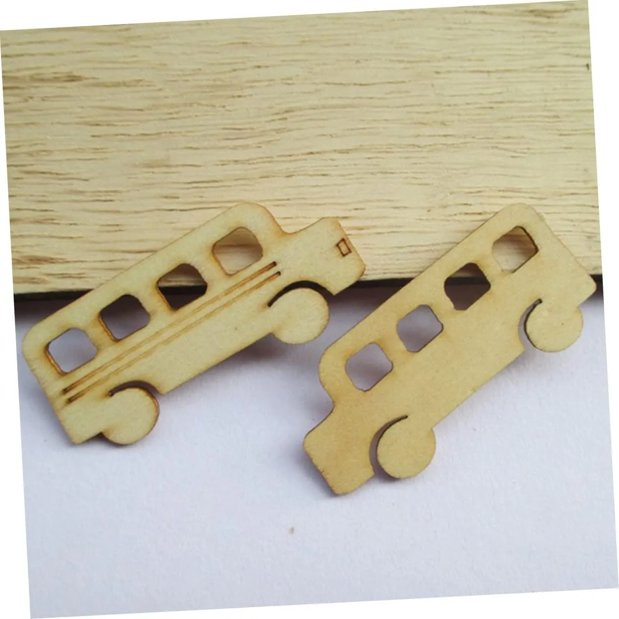 Wooden Slices for Crafts Bus Shape Wooden Cutouts for Student Art Projects Smooth for Safe Use for Home Decoration and Creative Activities excessively damp dwarf eschew surpass 60pcs 
