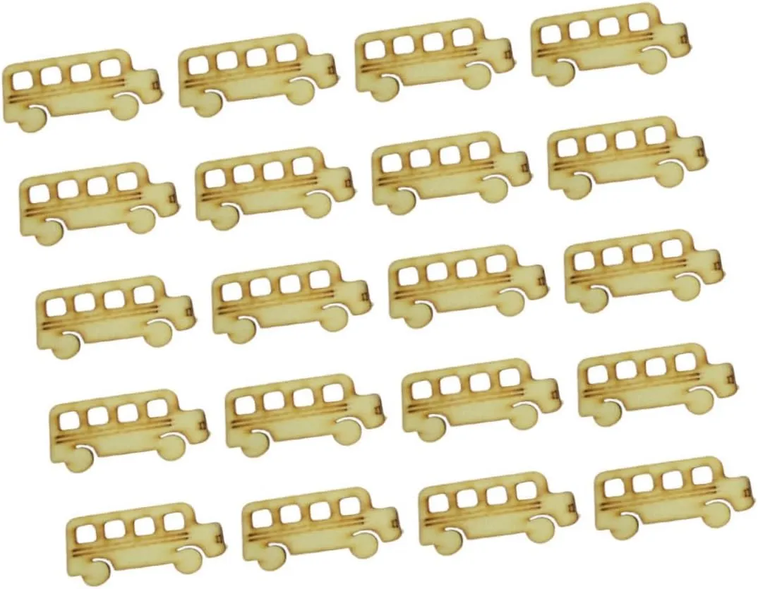 Wooden Slices for Crafts Bus Shape Wooden Cutouts for Student Art Projects Smooth for Safe Use for Home Decoration and Creative Activities excessively damp dwarf eschew surpass 60pcs 