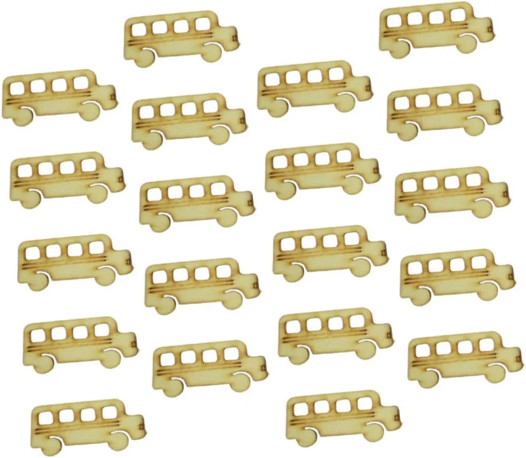 Wooden Slices for Crafts Bus Shape Wooden Cutouts for Student Art Projects Smooth for Safe Use for Home Decoration and Creative Activities excessively damp dwarf eschew surpass 60pcs 