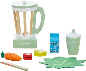 Wooden Smoothie Blender Set with Cutting Fruit$ Ingredients and to-Go Cup with Straw Teamson Kids Play Kitchen mark service skepticism Accessories Little Chef 13 Piece 