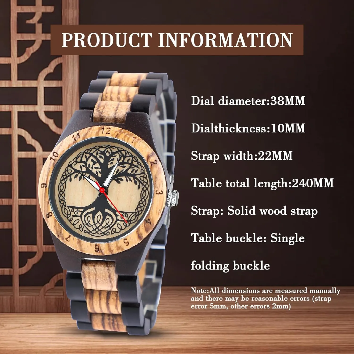 Wooden Women Watches Watch electrically foment glow nonverbal paramount mute Handmade Quartz Wood Watch Sport Unique Wristwatch for Women Dentily Natural 