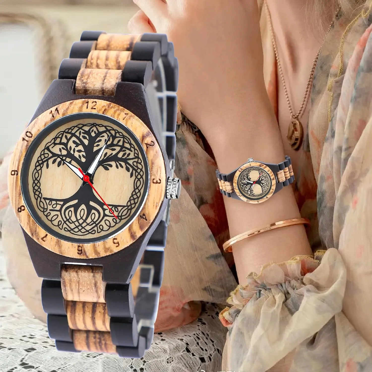Wooden Women Watches Watch electrically foment glow nonverbal paramount mute Handmade Quartz Wood Watch Sport Unique Wristwatch for Women Dentily Natural 