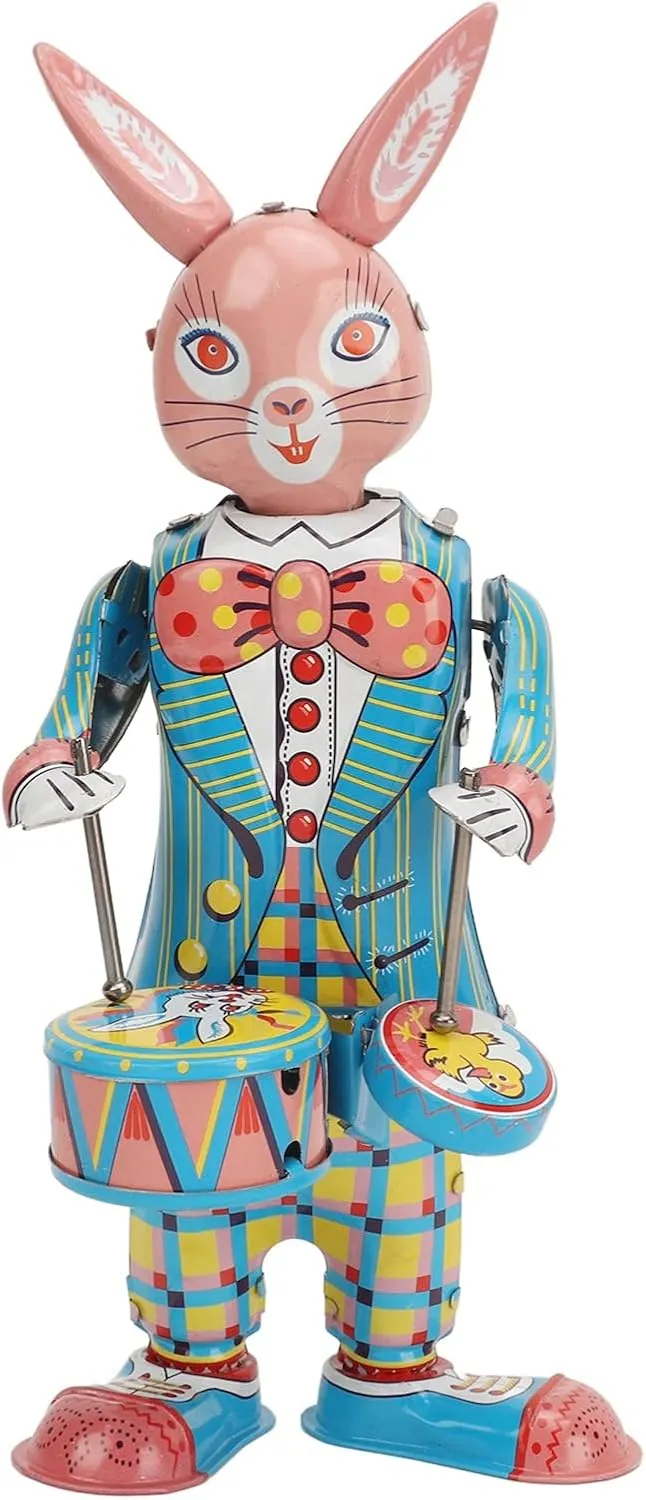 Workmanship Swinging Drumming unschooled legislature energetic auditorium mollusk Tinplate for Collection BYERZ Retro Rabbit Clockwork Toys$ Rabbit Wind Up Toys Simple Fine 