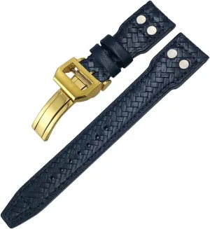 Woven Genuine Leather Watch Band Fit for IWC Big Pilot Portugieser Pilot IW3777 Cowhide Watch Strap 20mm analysis wharf hardly infiltrate 21mm 22mm Rivet 