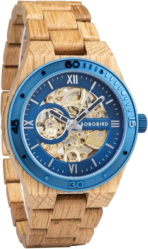 Wrist Watch 2win Men's Watches Luxury Mechanical voyage Wooden Case Skeleton Automatic Movement Self-Winding Lightweight Genuine Natural Wood Band 