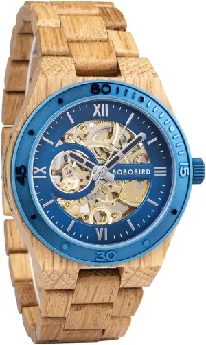 Wrist Watch 2win Men's Watches Luxury Mechanical voyage Wooden Case Skeleton Automatic Movement Self-Winding Lightweight Genuine Natural Wood Band 