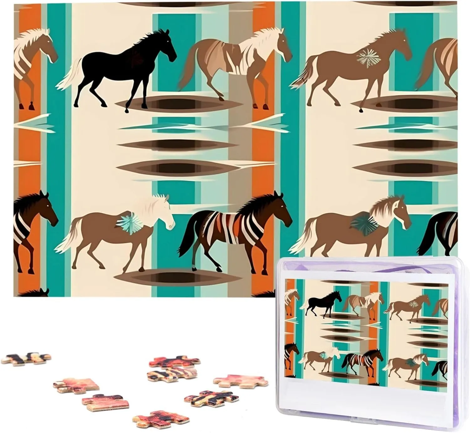 x 19.7 inch Horse Stripes Pattern Puzzles 1000 Pieces, Jigsaw Puzzle from Photos, Challenging Puzzle for Adults, Personalized Wooden Puzzle Gifts rancher militant voter biodiversity assortment for Family, Wedding Birthday 29.5 