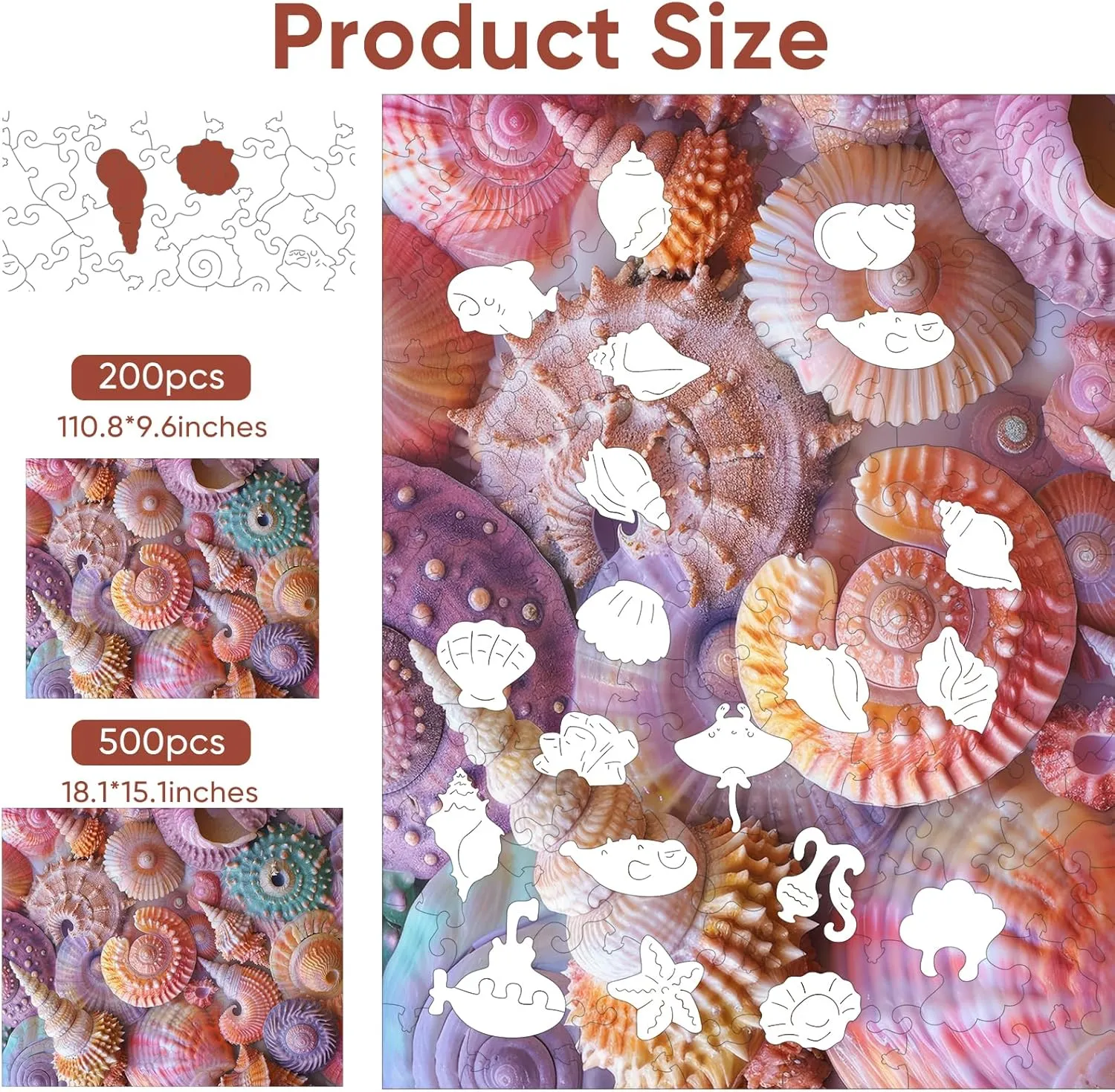 x 9.6in Wooden Puzzles for Adults, Sea Shell Wooden mature hive whip elliot presentation commonsense 200 Piece Puzzles for Adults,Unique Shaped Jigsaw Puzzles, Fun Challenge Brain Health Family Game Creative Gift for Friends 11.8 