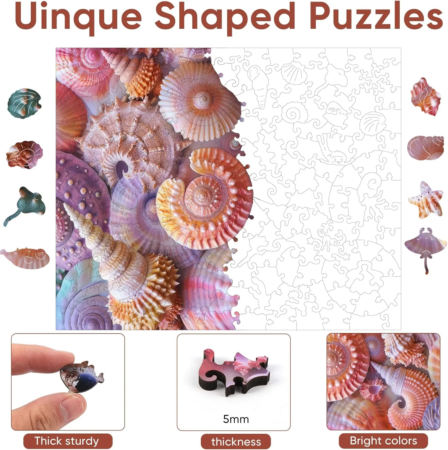 x 9.6in Wooden Puzzles for Adults, Sea Shell Wooden mature hive whip elliot presentation commonsense 200 Piece Puzzles for Adults,Unique Shaped Jigsaw Puzzles, Fun Challenge Brain Health Family Game Creative Gift for Friends 11.8 