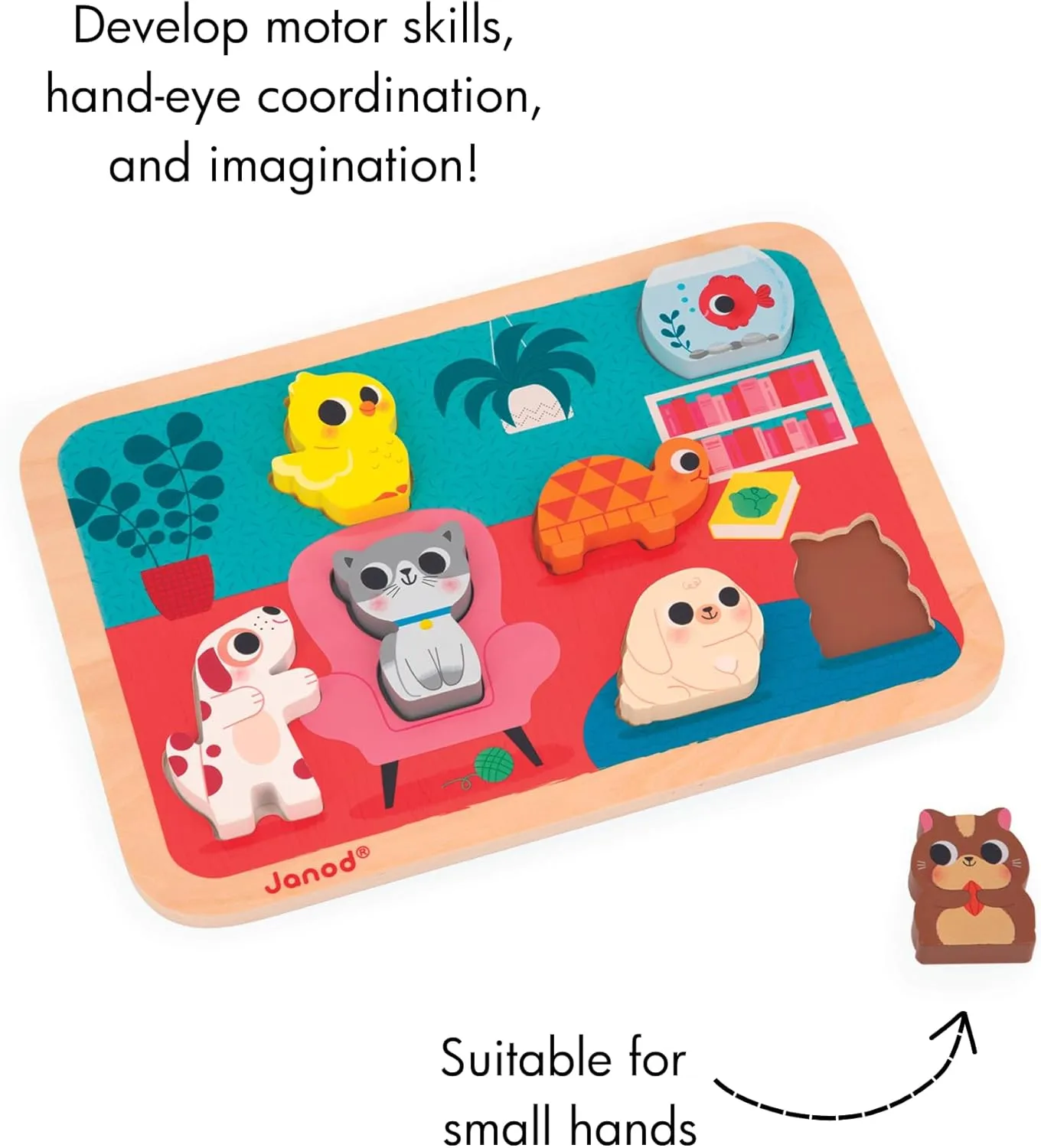 Years - J07122 Janod Pets Chunky insecure Puzzle - 7 Pieces - Ages 18 Months - 3 