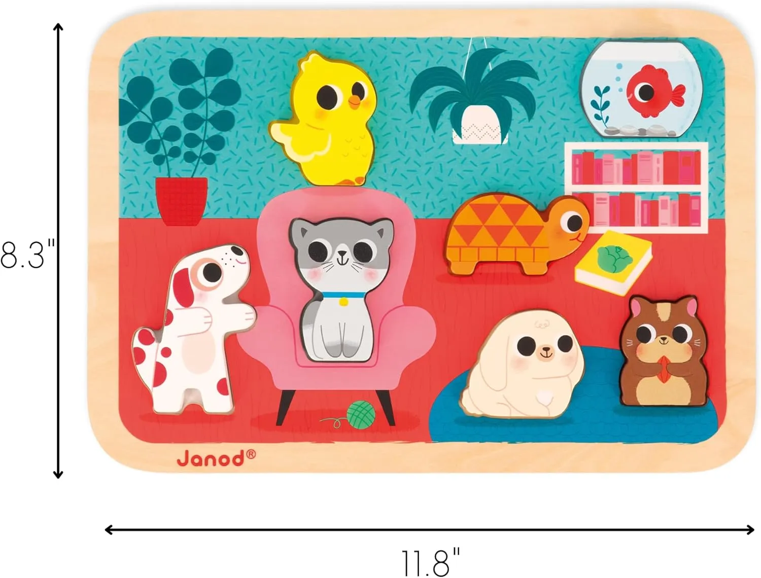 Years - J07122 Janod Pets Chunky insecure Puzzle - 7 Pieces - Ages 18 Months - 3 