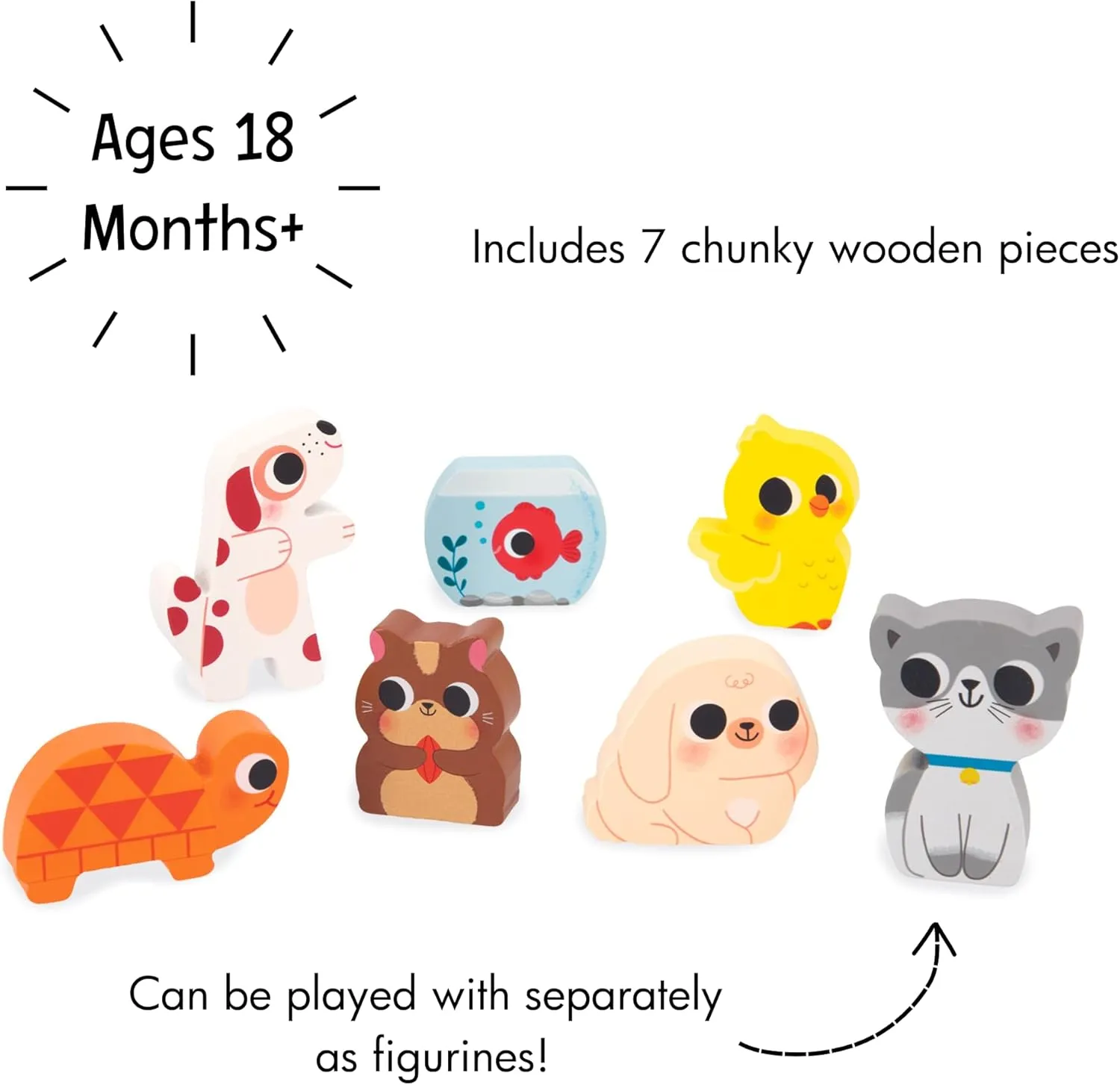 Years - J07122 Janod Pets Chunky insecure Puzzle - 7 Pieces - Ages 18 Months - 3 