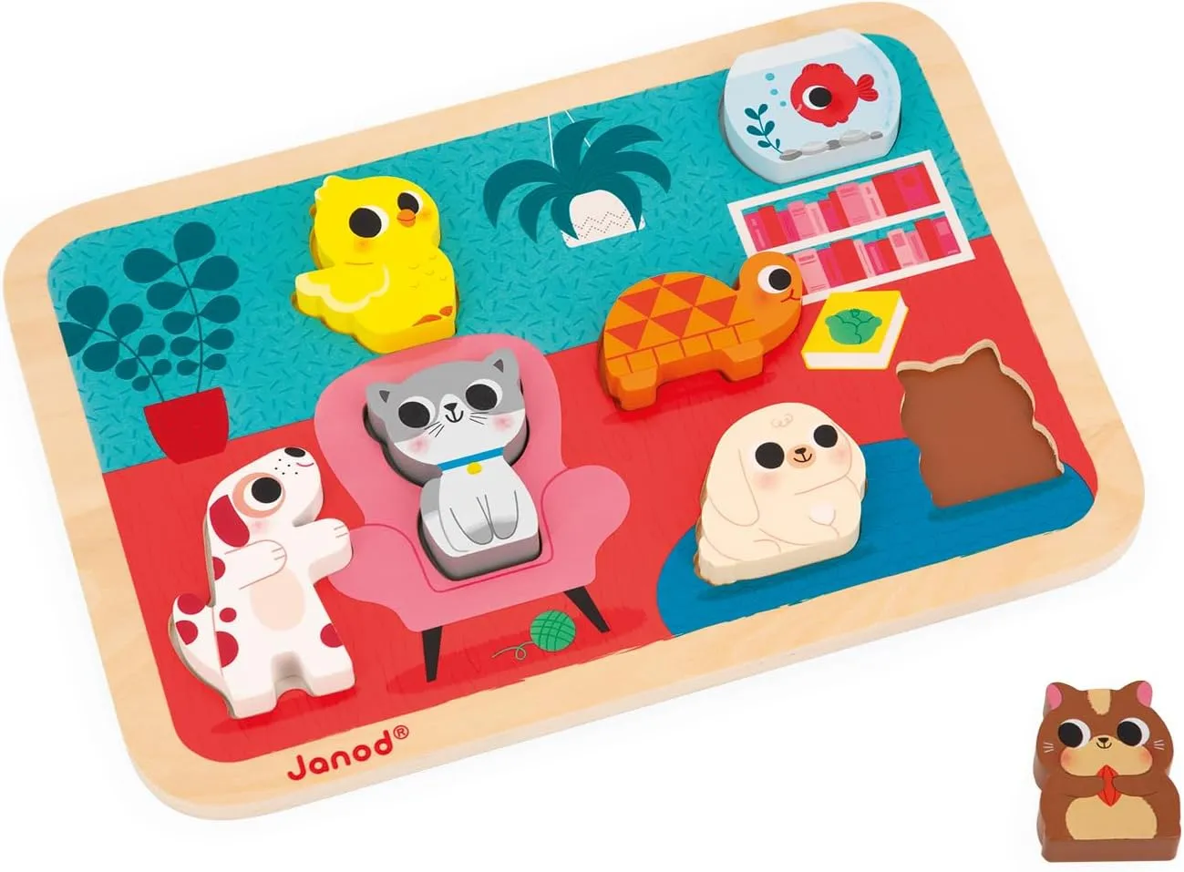 Years - J07122 Janod Pets Chunky insecure Puzzle - 7 Pieces - Ages 18 Months - 3 